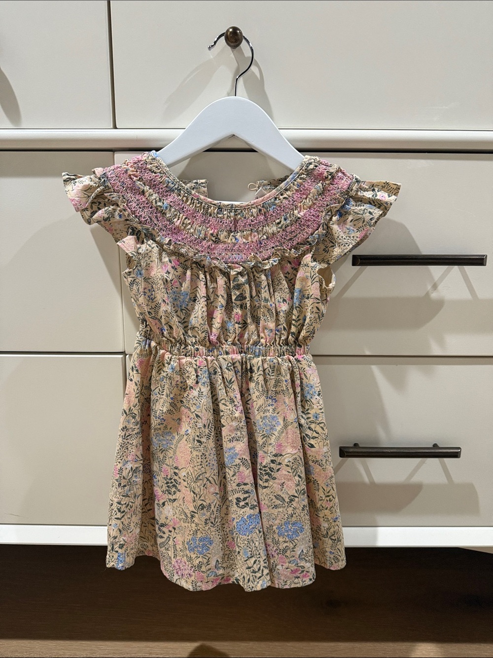 Janie and Jack Pink and Blue Floral Smocked Dress